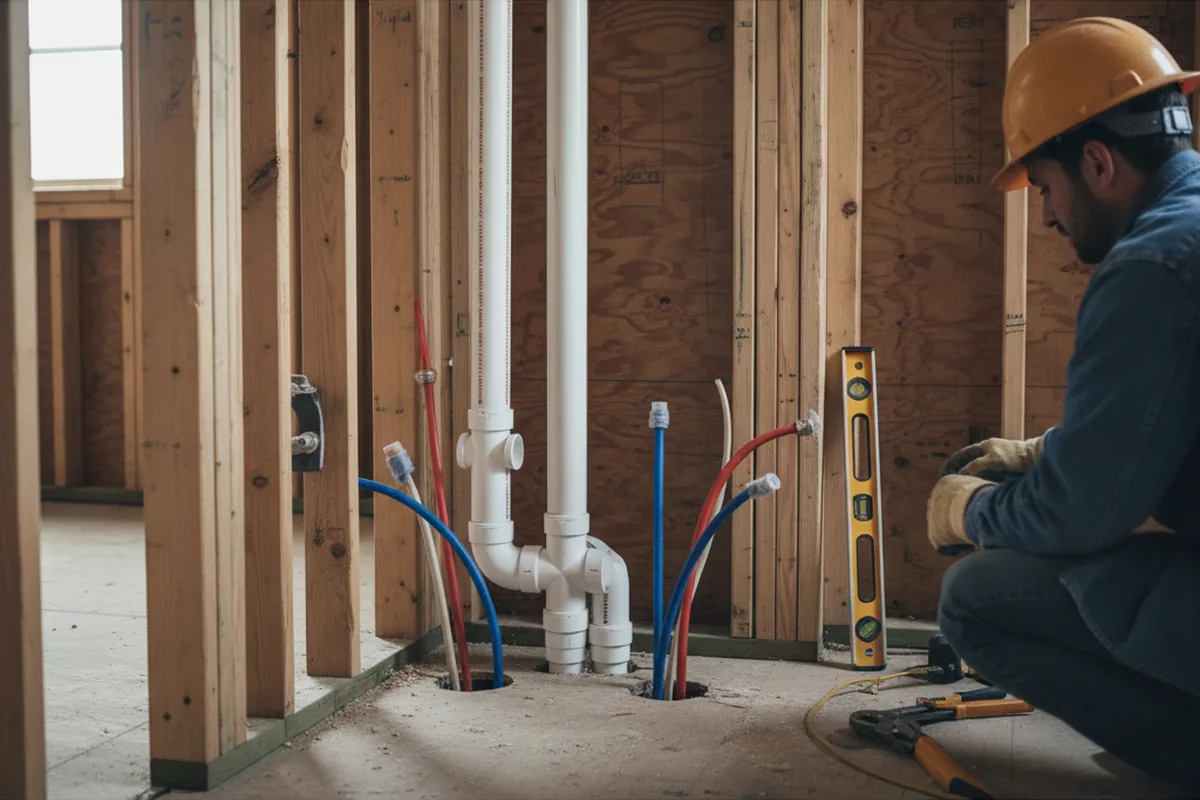 Drain and supply rough-in during Leak Detection in Ferndale
