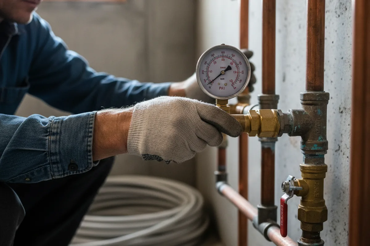 Pressure testing a repaired line during Water Line Repair in Ferndale